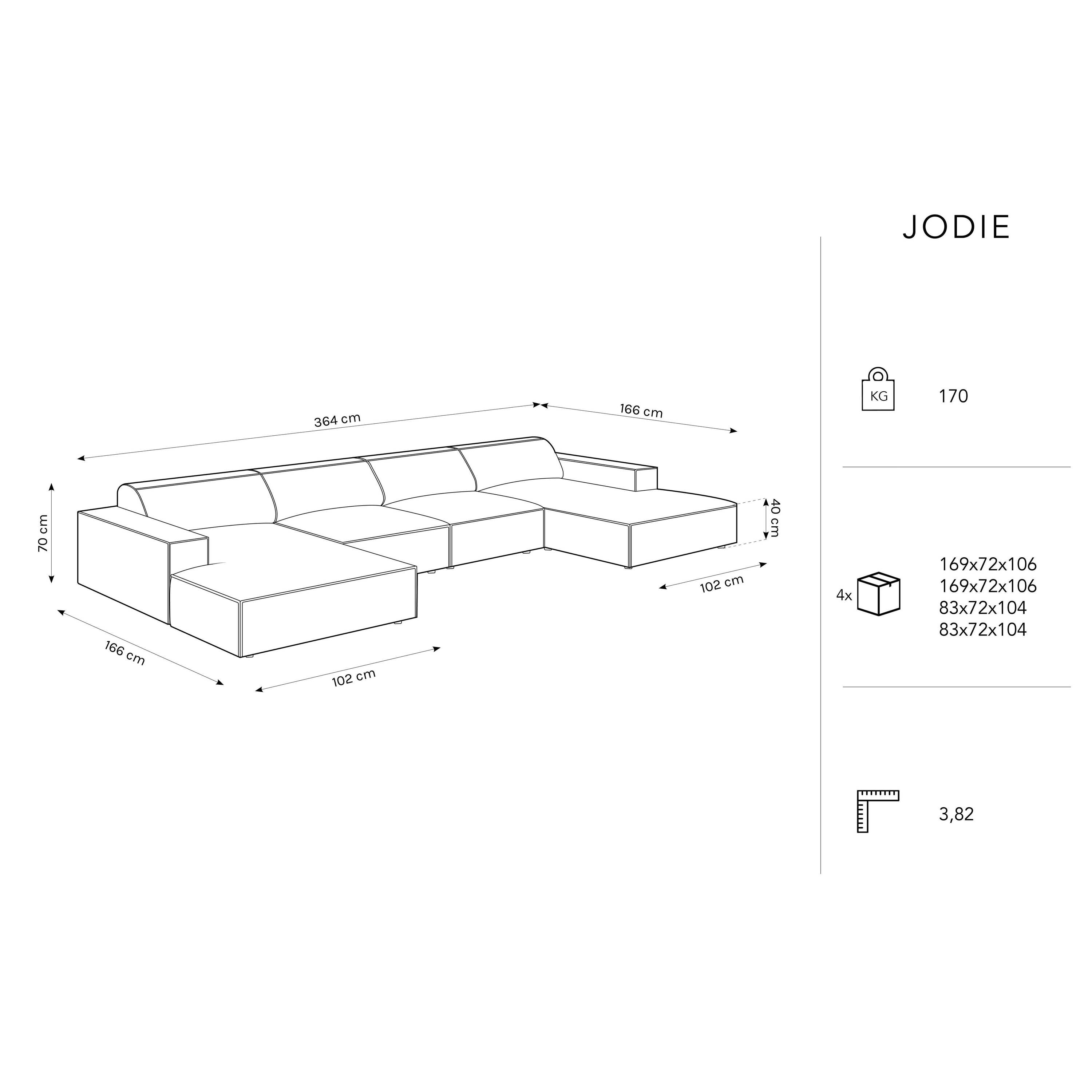 Micadoni Jodie U-bank - Geweven - Lichtgrijs