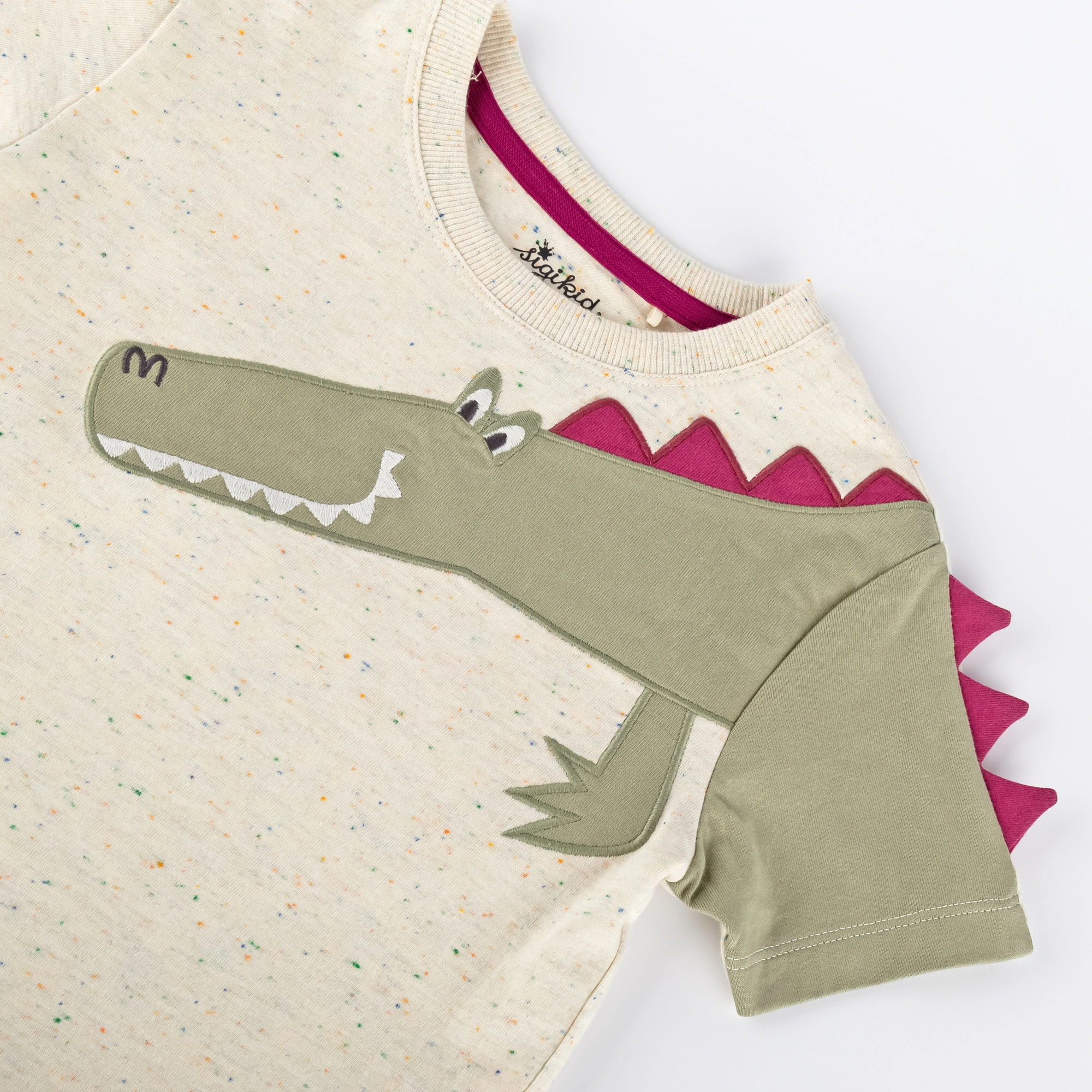 T-Shirt M - WILD CROCODILE HEAD in beige