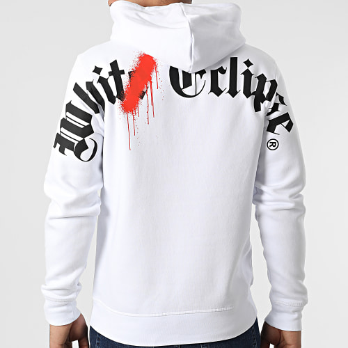 Sweat Capuche Eclipse Red Spray Blanc Noir