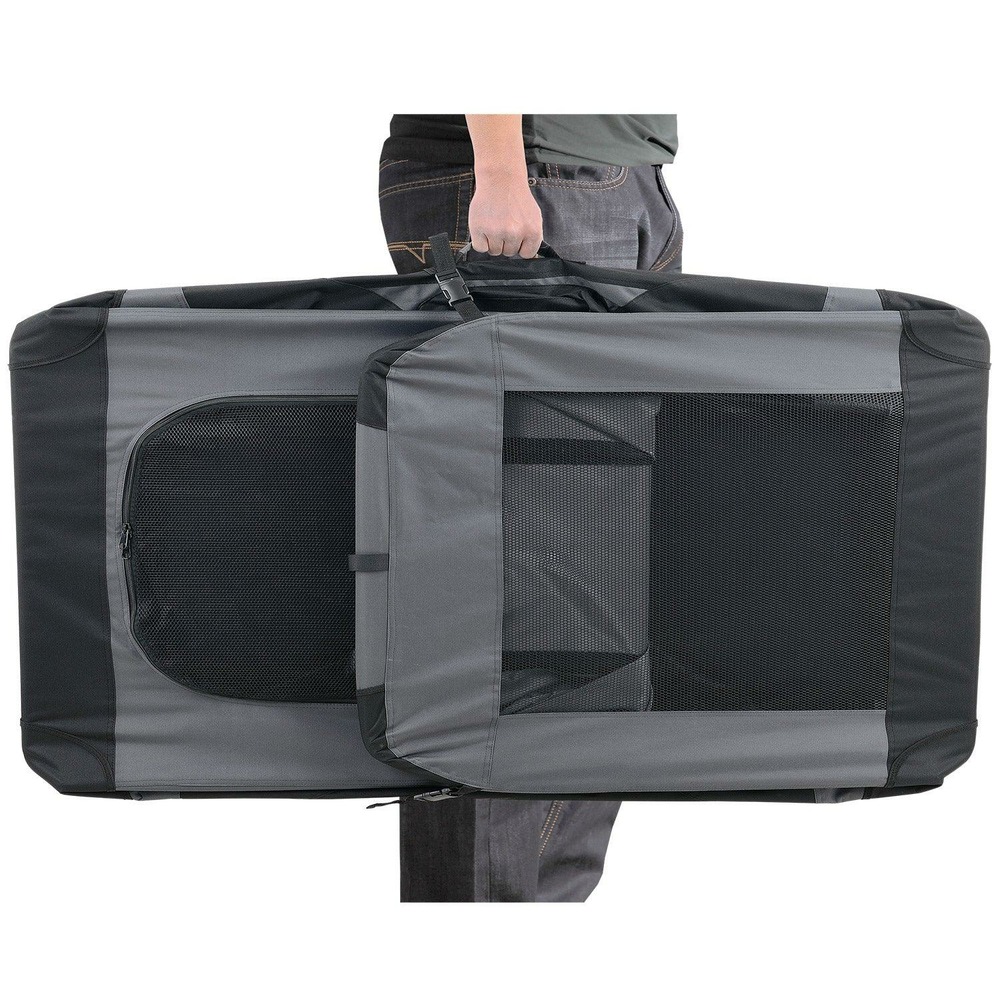 Cage de transport pour chien box de transport pour chien chenil polyester pliant gris taille xxxl