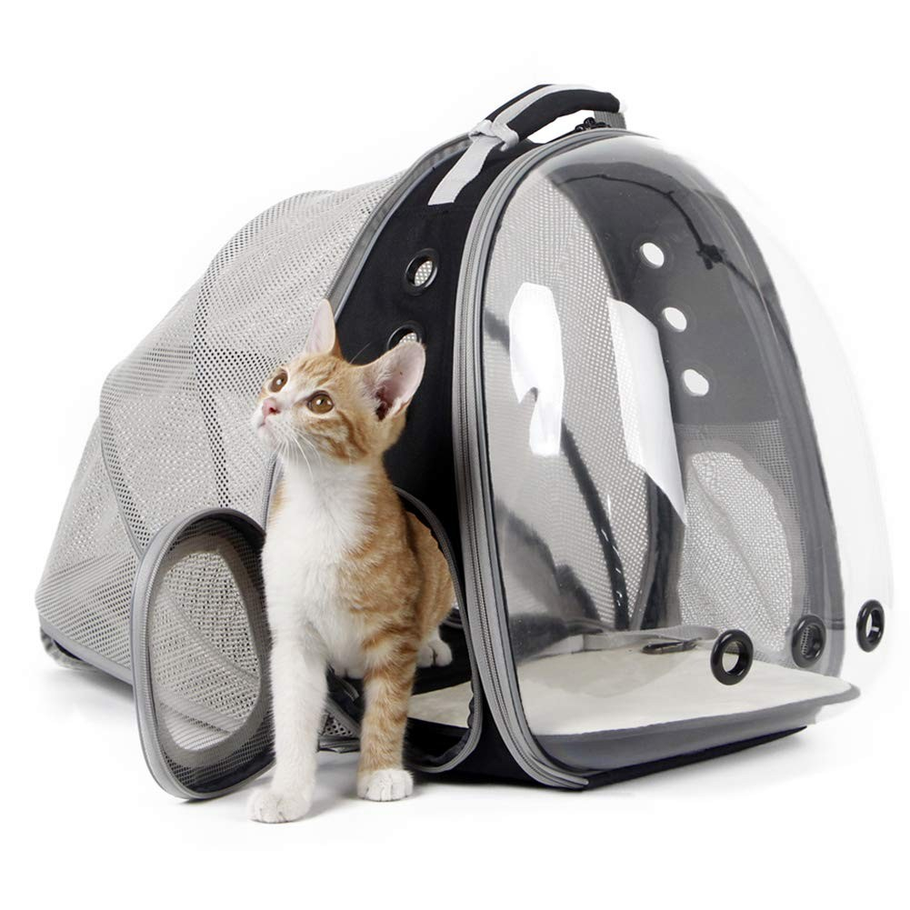 (41x36cm) Katzen Bubble Rucksack Haustier Reise Transporttasche Erweiterbare Tragetasche - Schwarz