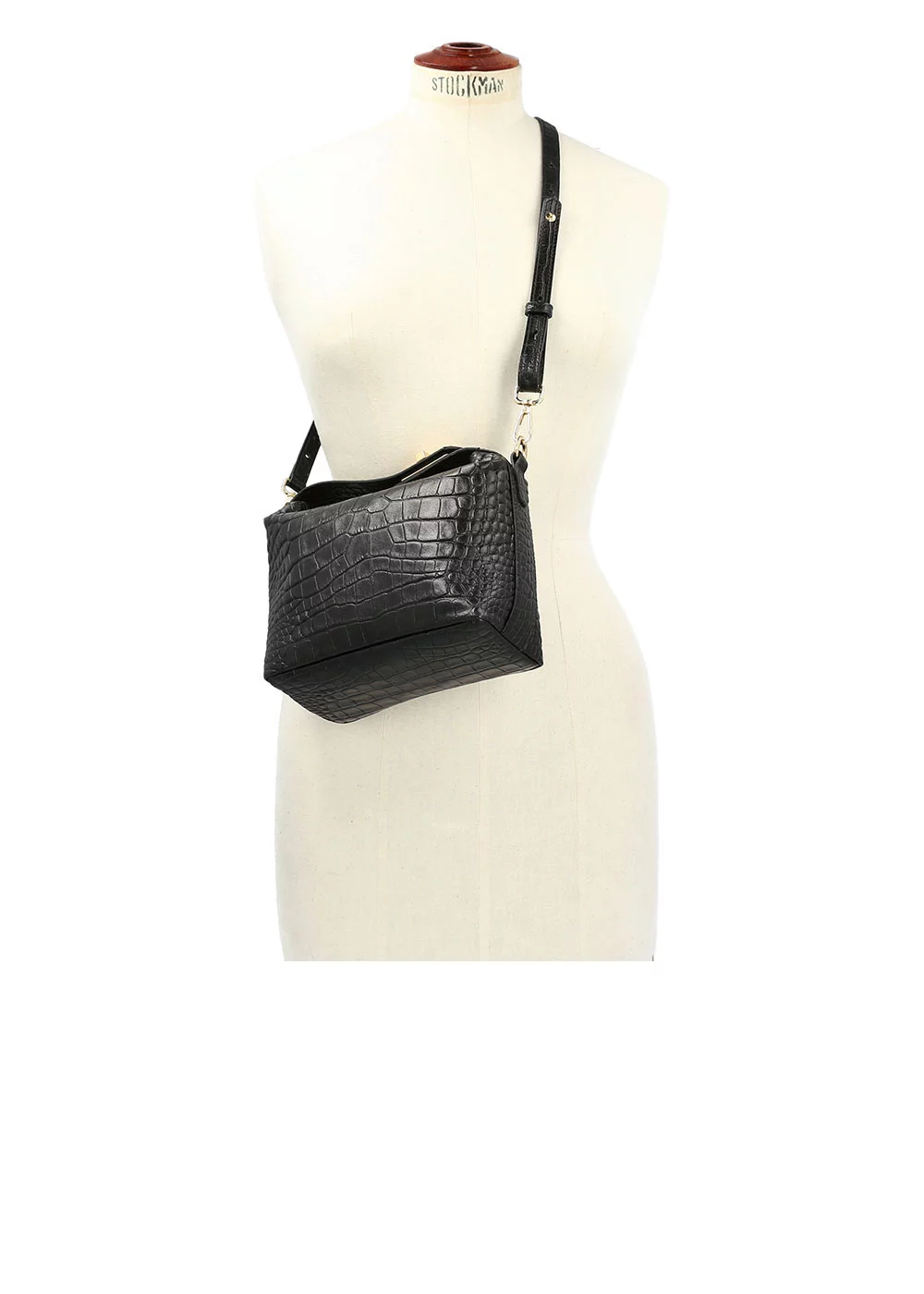 MINI SAC FERMOIR WILLIS CROCO NOIR