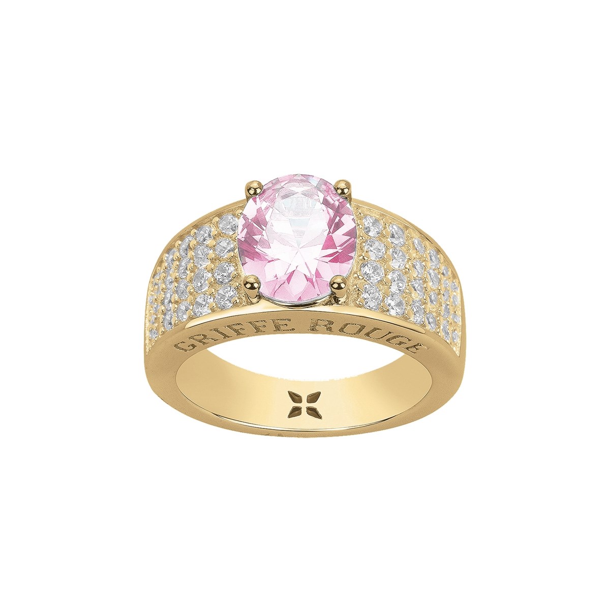 Bague ELISABETH en Plaqué Or avec pierre synthétique rose
