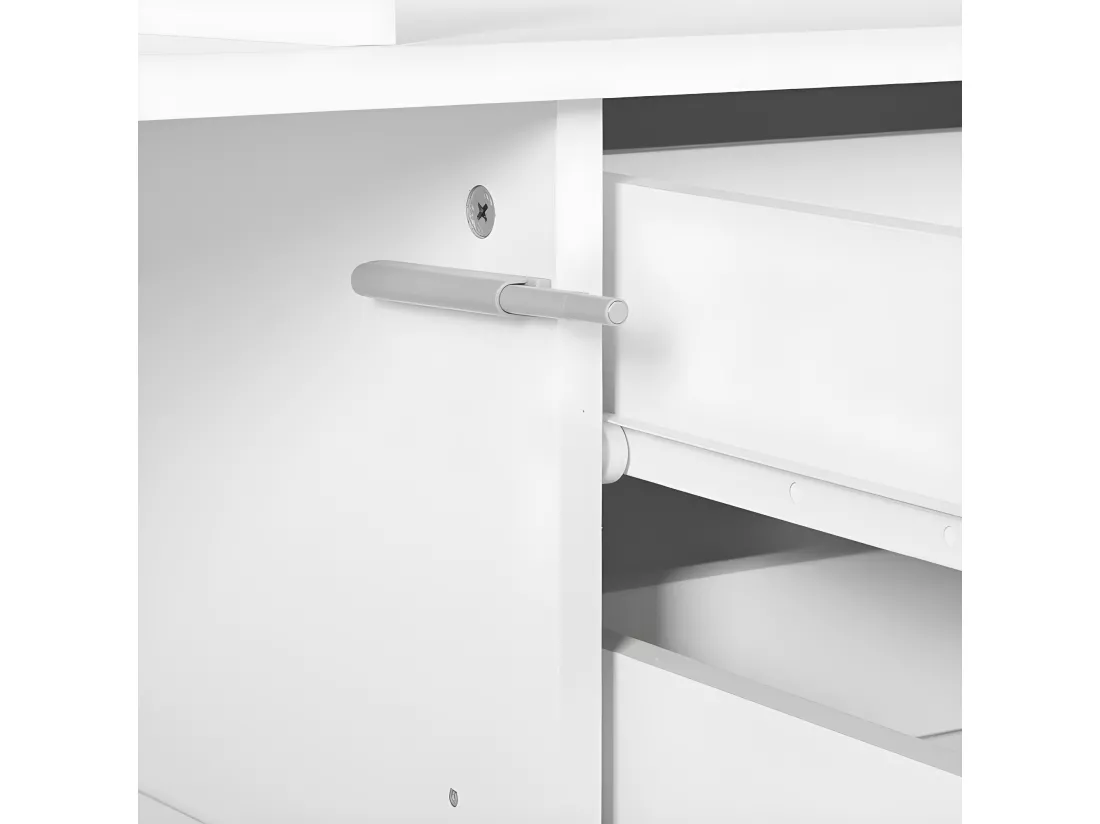 Buffet bas avec éclairage LED - 4 tiroirs et 2 portes - Blanc