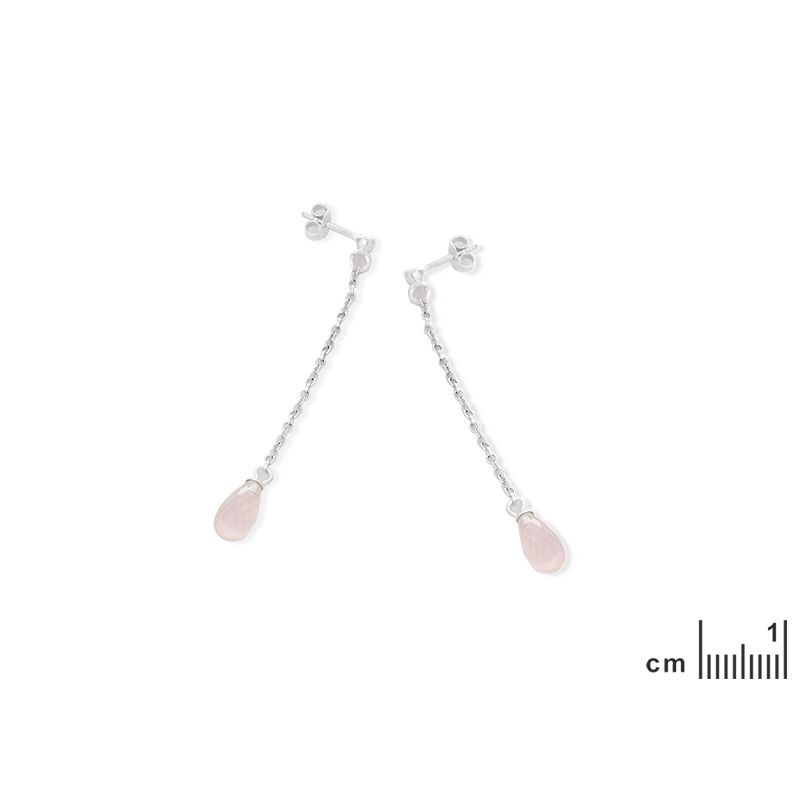 Boucles d'oreilles argent Quartz Rose naturelle