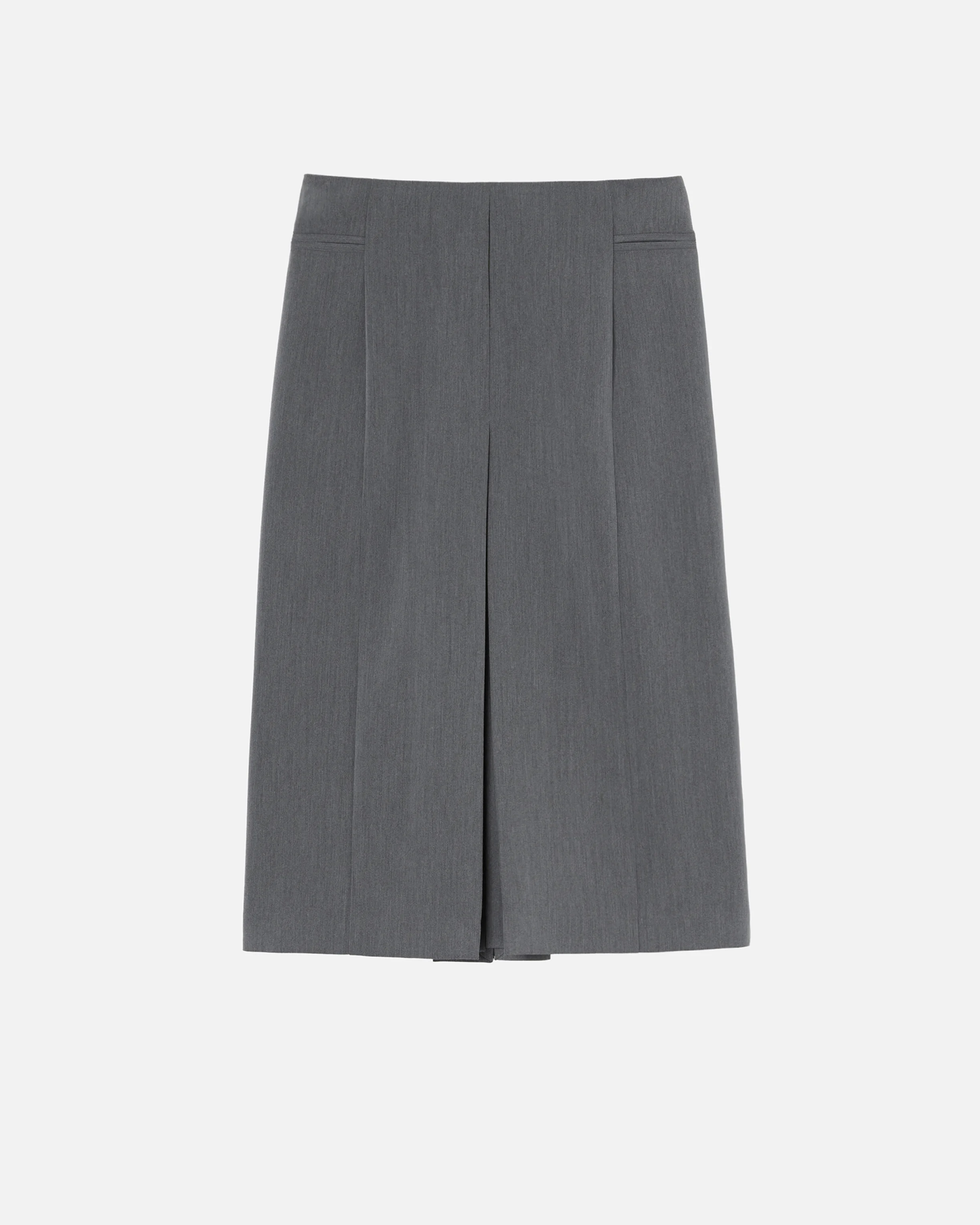 Jupe tailleur midi plissée et fendue | Gris