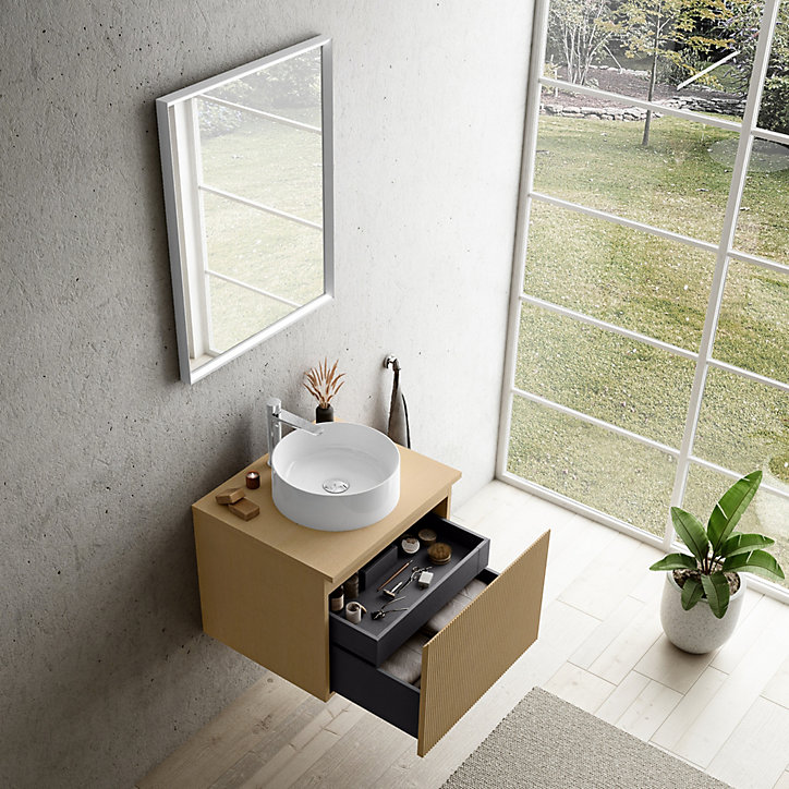 Plan de toilette pour vasque à poser chêne clair 60 cm Pura