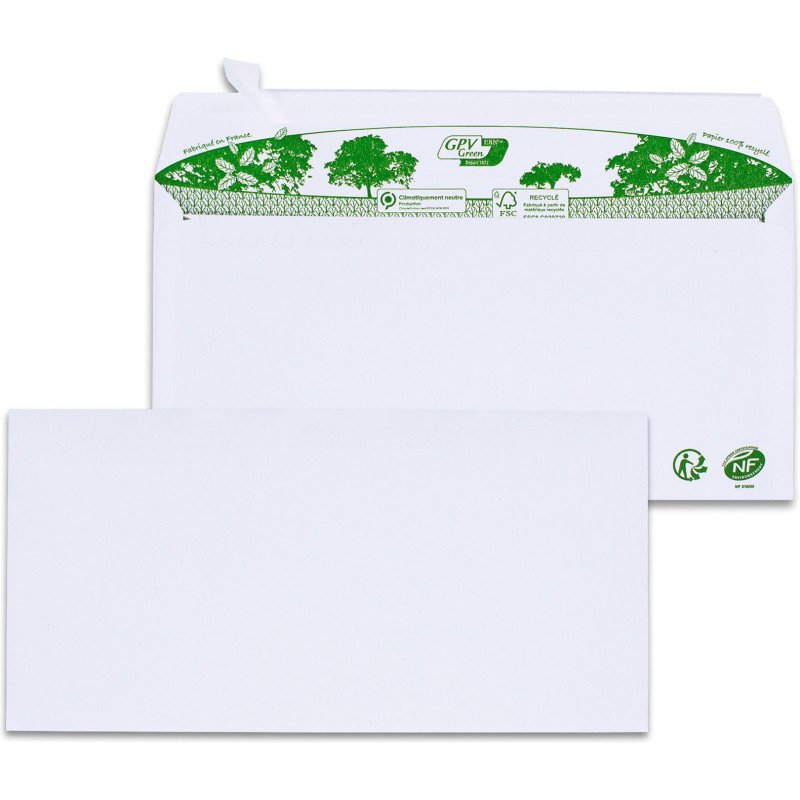 Enveloppe recyclée ERAPURE 110 x 220 mm 80 g sans fenêtre - Boîte de 200