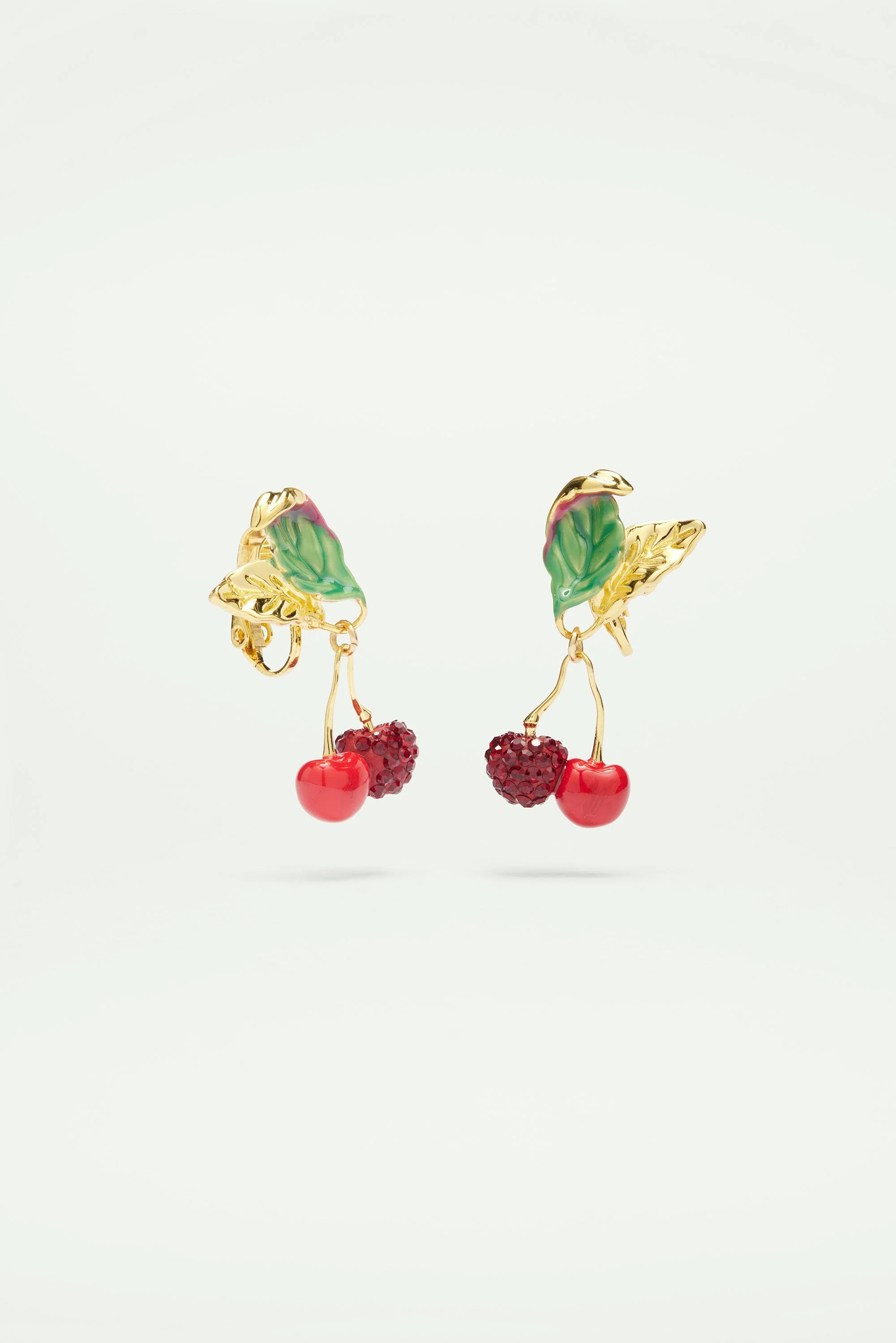 Boucles d'oreilles cerises en strass | Rouge
