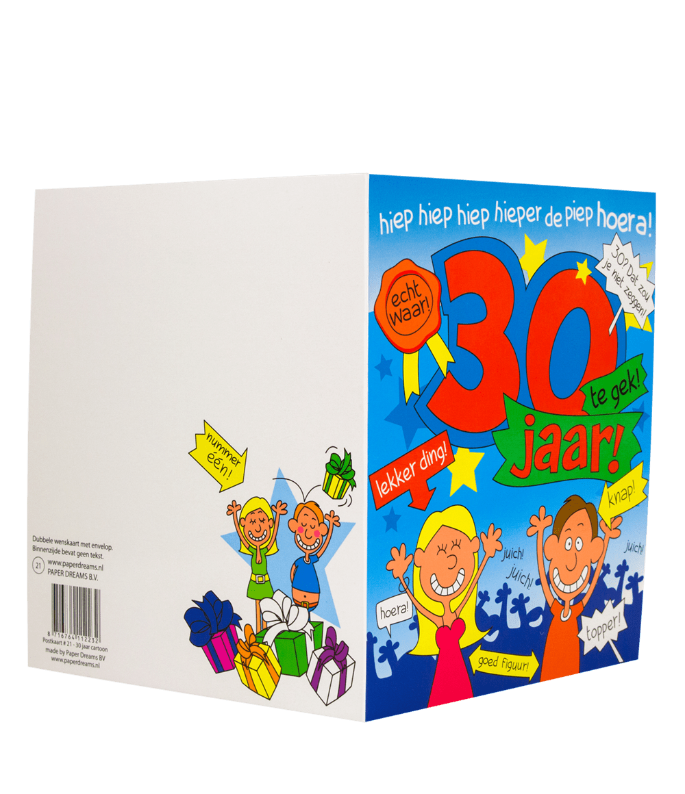 Verjaardagskaart 30 Jaar Cartoon 16,5cm