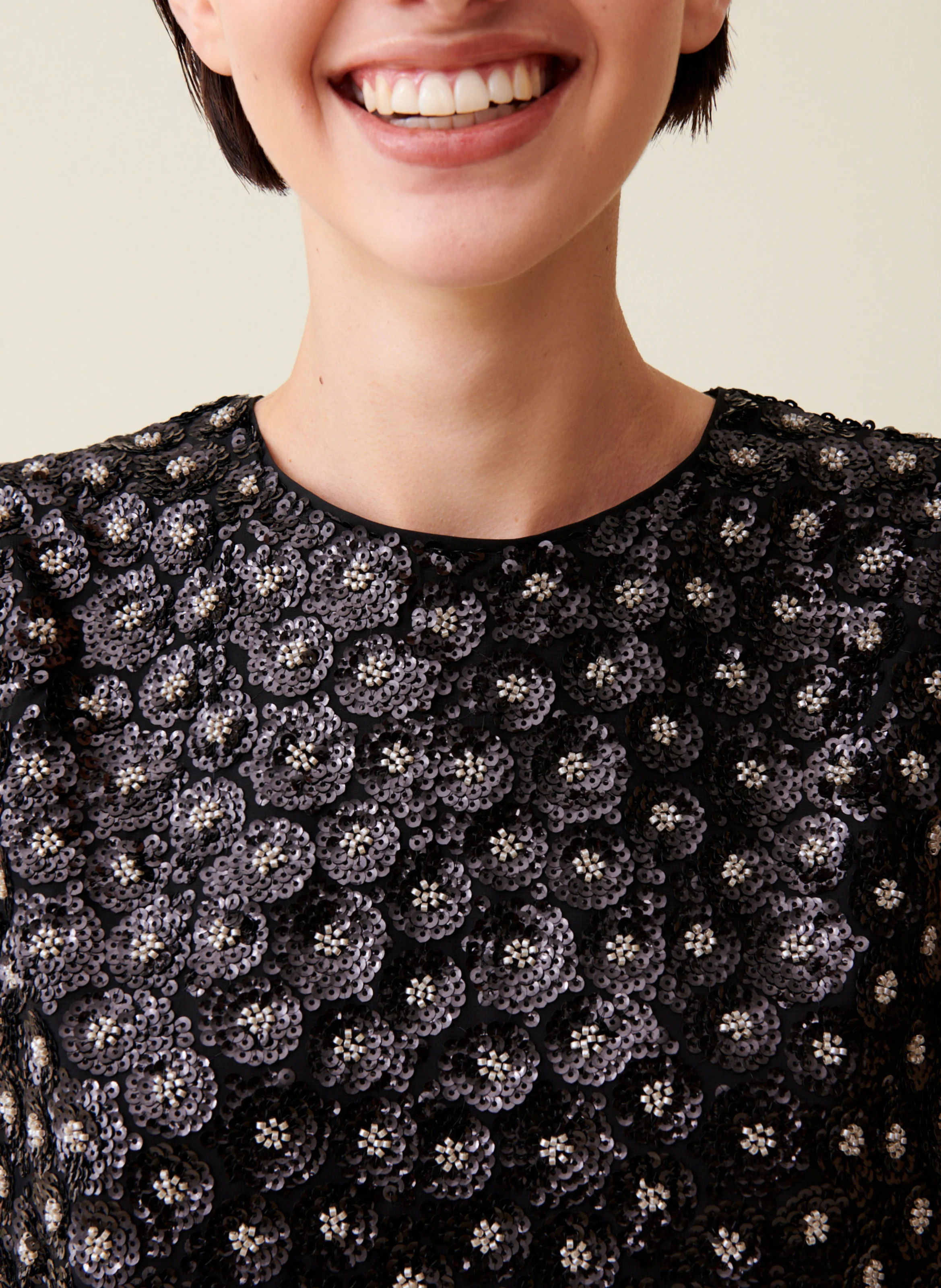 Top droit à sequins | Noir