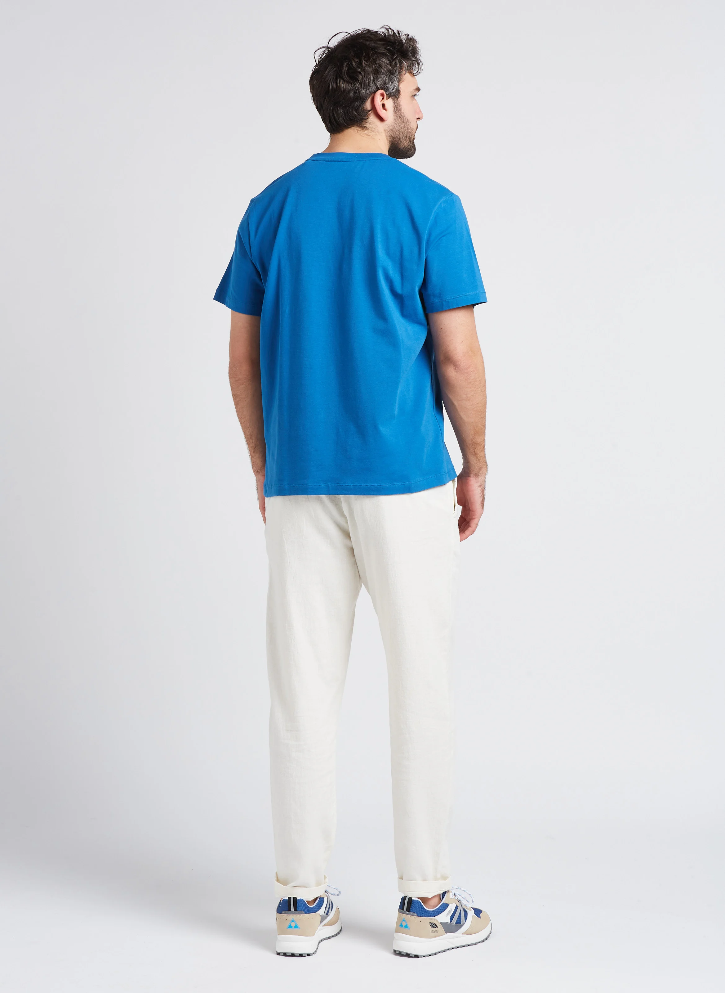 Pantalon droit en coton bio mélangé| Blanc