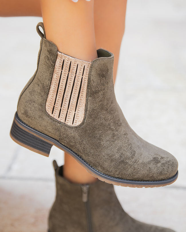 Bottines femme kaki chelsea - Blondie
