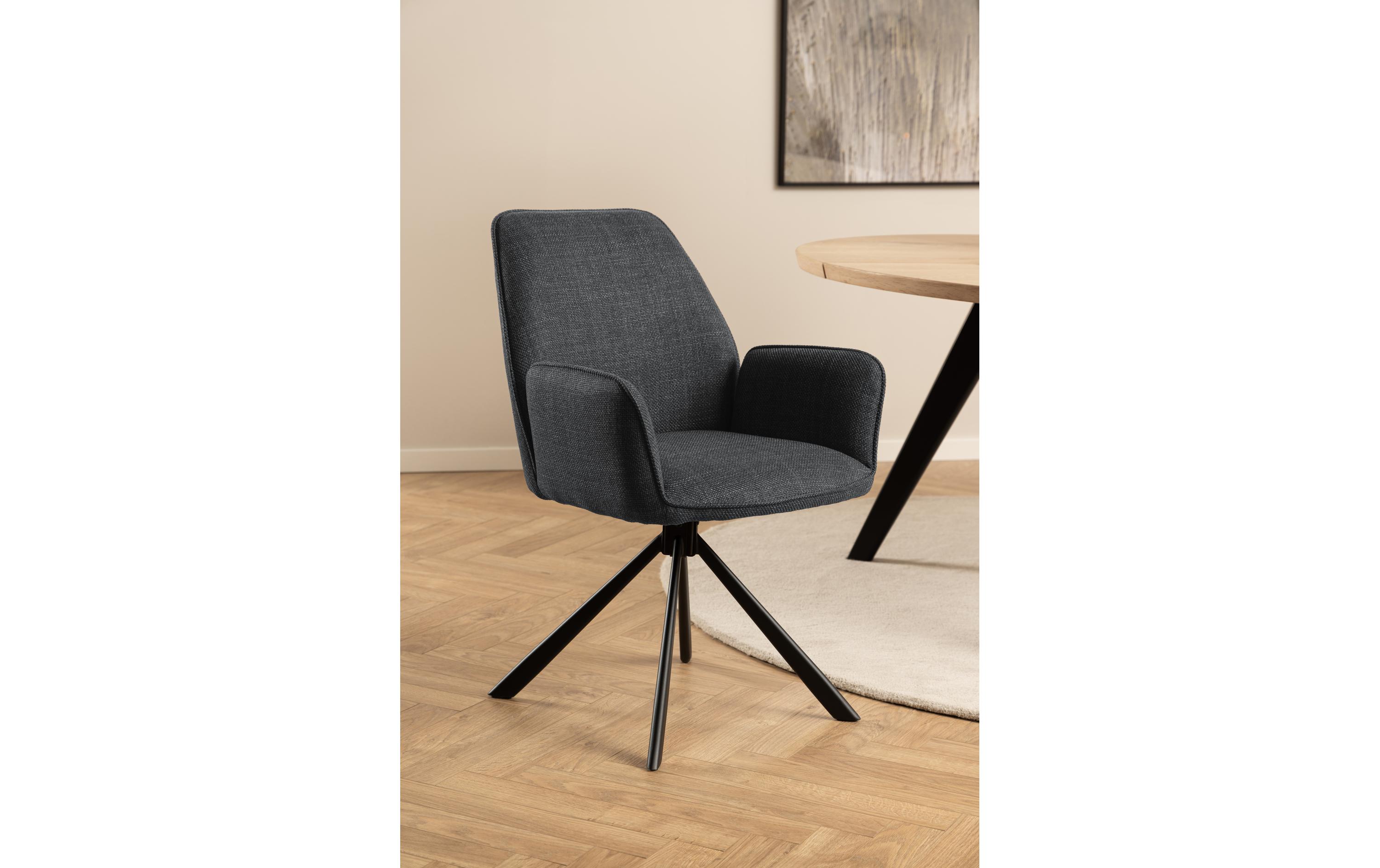 Stuhl Glenda, 2 Stück, Dunkelgrau<br>Moderne Esszimmerstühle mit Armlehnen