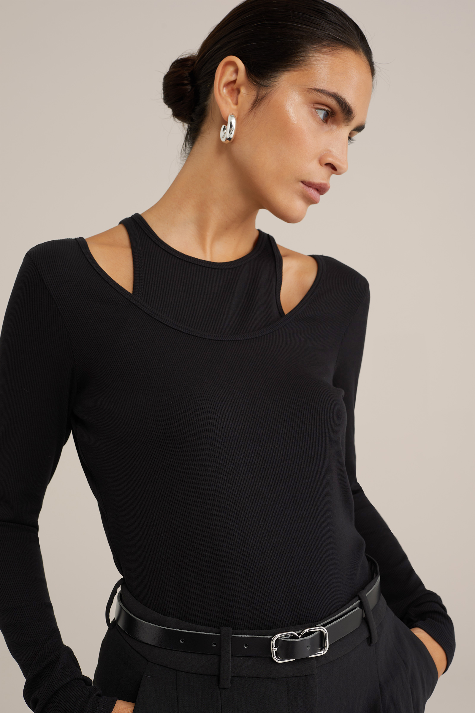 geribd T-shirt WE Studio Zwart