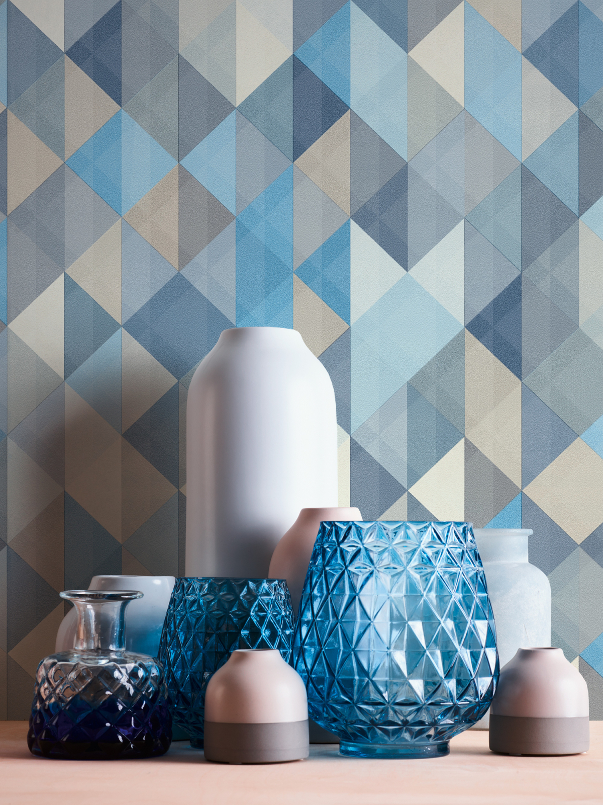 Vliestapete SCANDINAVIAN 2 - blau-creme-grau - 10 Meter