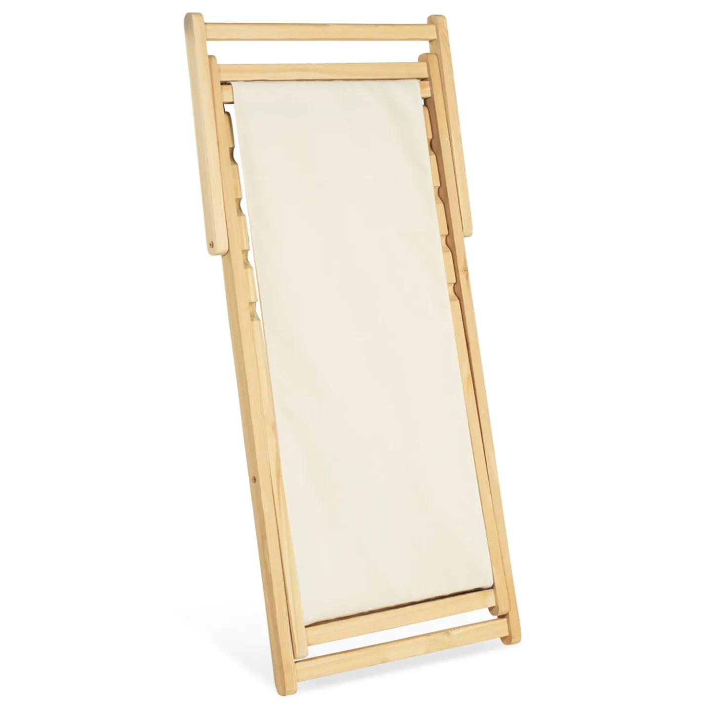 Lot de 2 chaises longues pliantes chilienne bois toile écrue