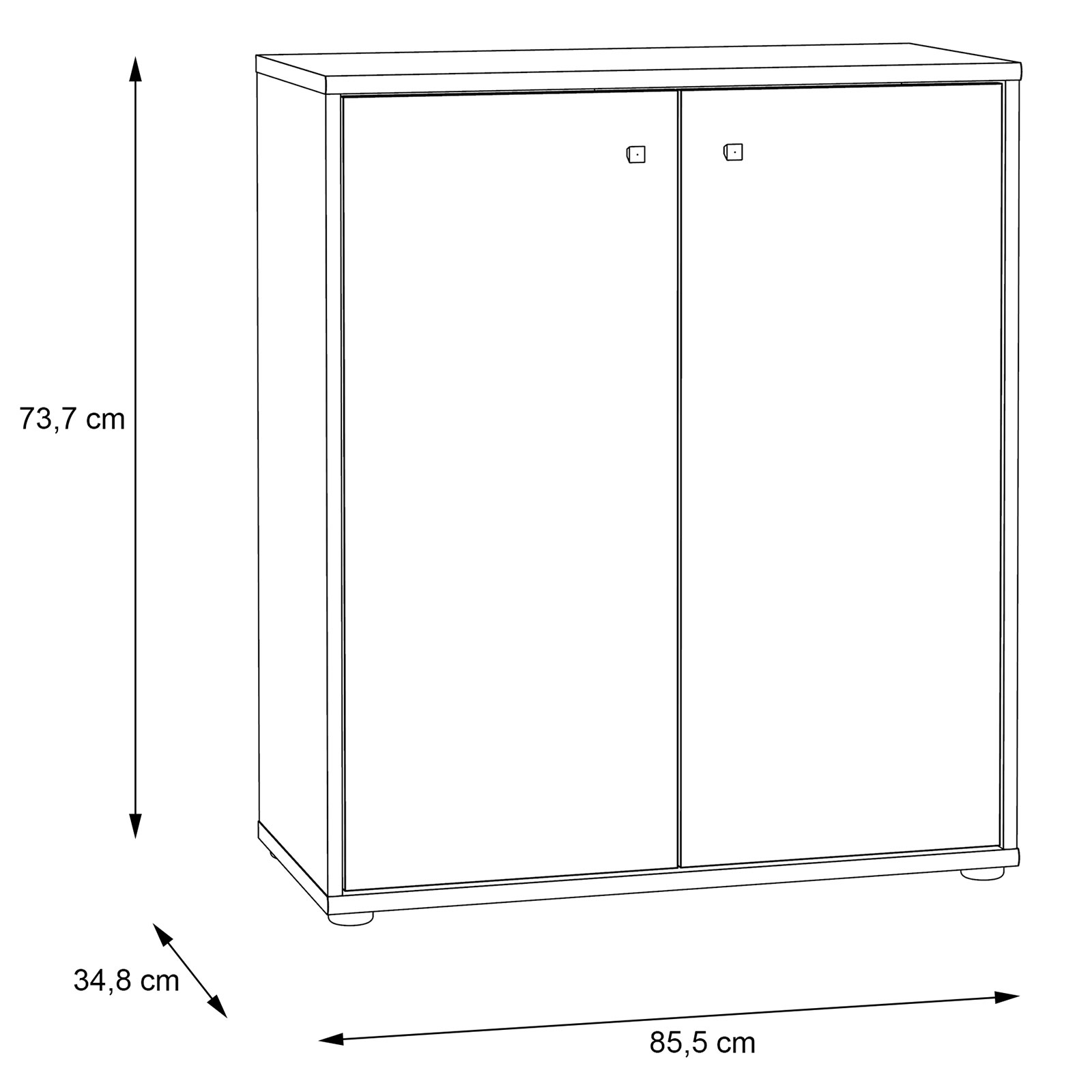 Kommode - Sonoma Eiche - 74 cm breit - 2 Türen