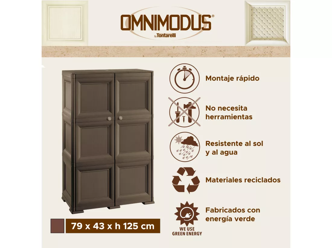Meuble de rangement polyvalent avec 6 compartiments et 6 portes couleur wengé 279x43x125