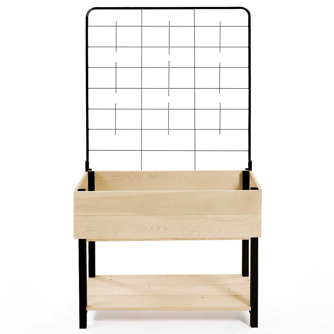 Pratik Garden Jardinière sur pied avec treillis noir/beige - 80x60x140 cm