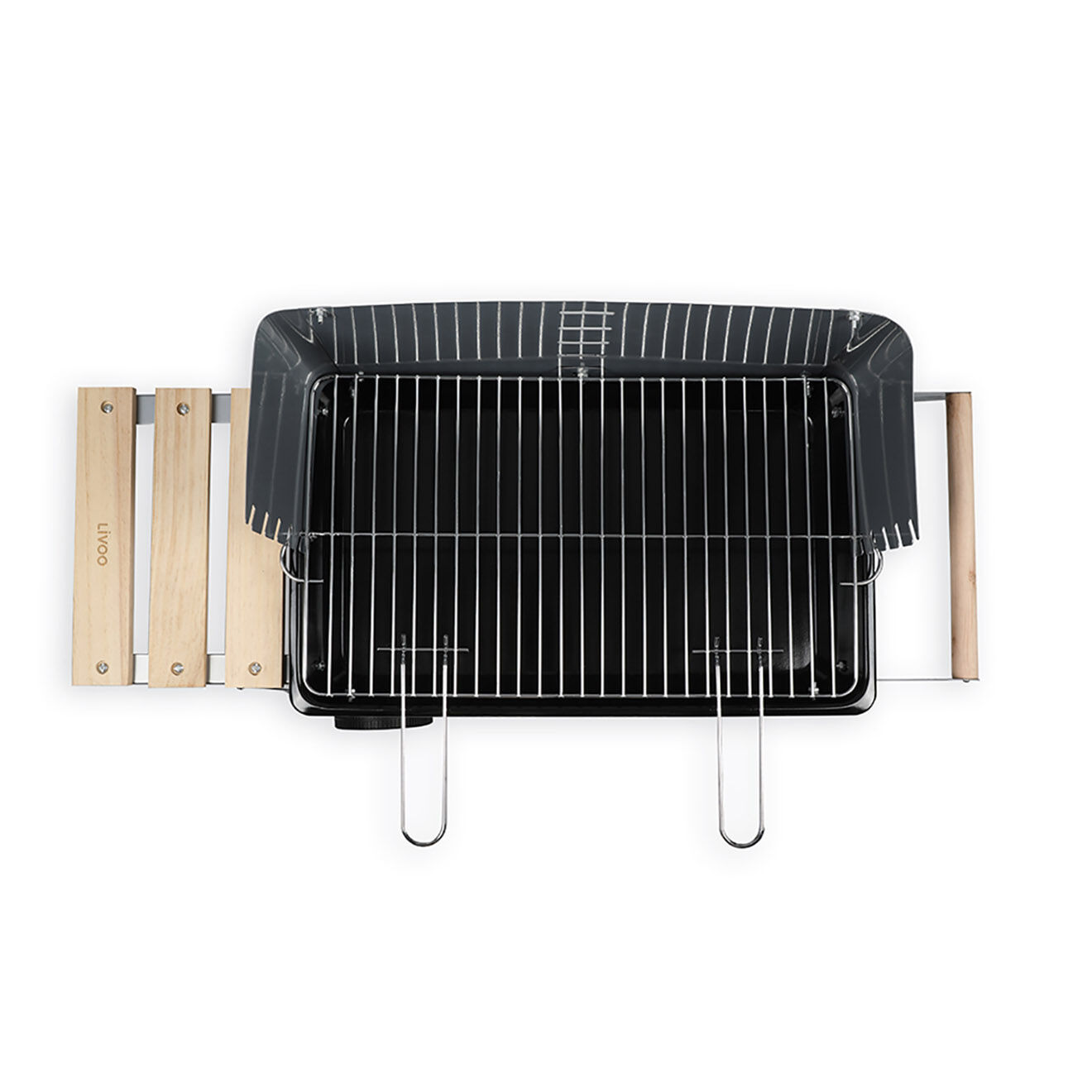 Livoo Barbecue charbon finition bois gris - 69x12x35.5 cm