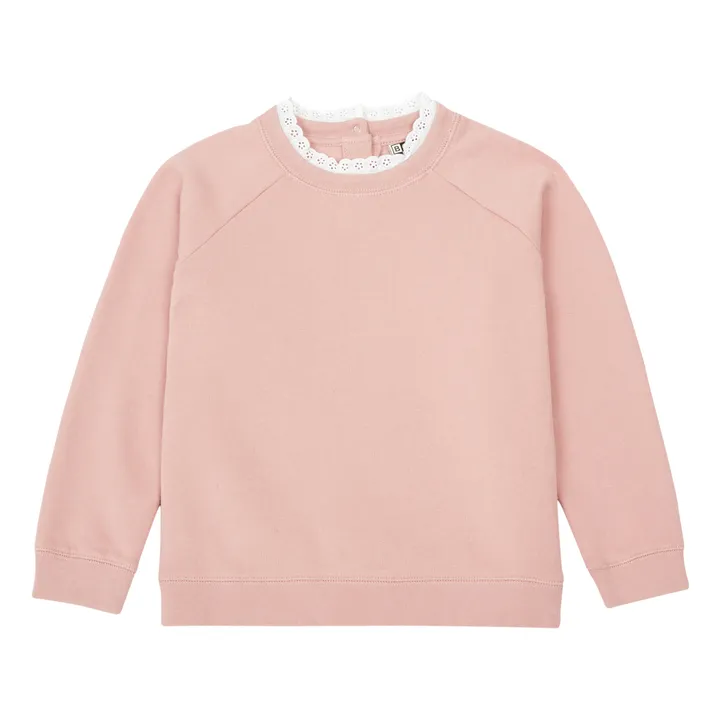 Bonton Sweat Coton Bio Col Dentelle Tilia | Rose