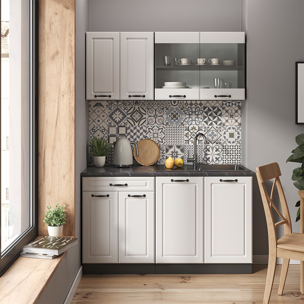 Vicco Küchenzeile Küchenblock Einbauküche R-Line Single Landhaus Anthrazit