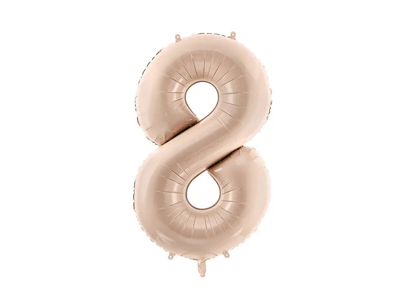 8 Jaar Cijfer Ballon Beige Glans Leeg 72cm