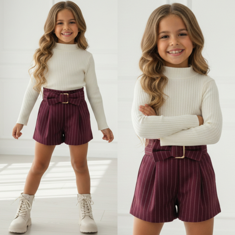 Short fave set - Wit/bordeaux