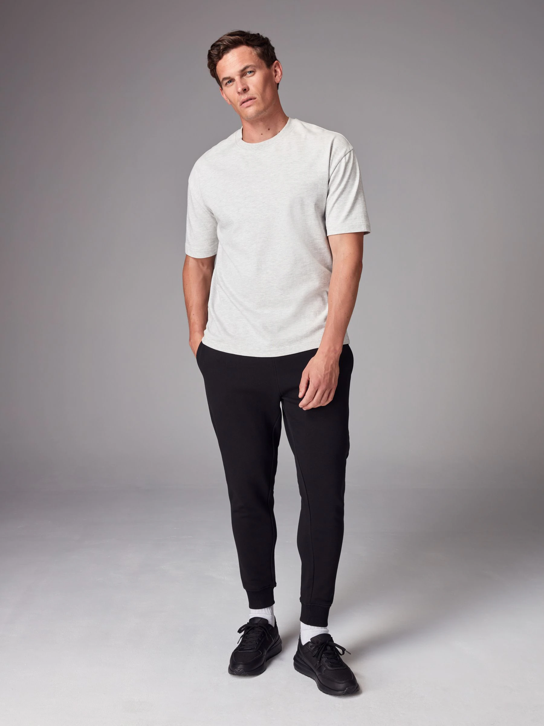 Zwart - Verpakking van 2 slim-fit jersey joggingbroeken met hoog katoengehalte