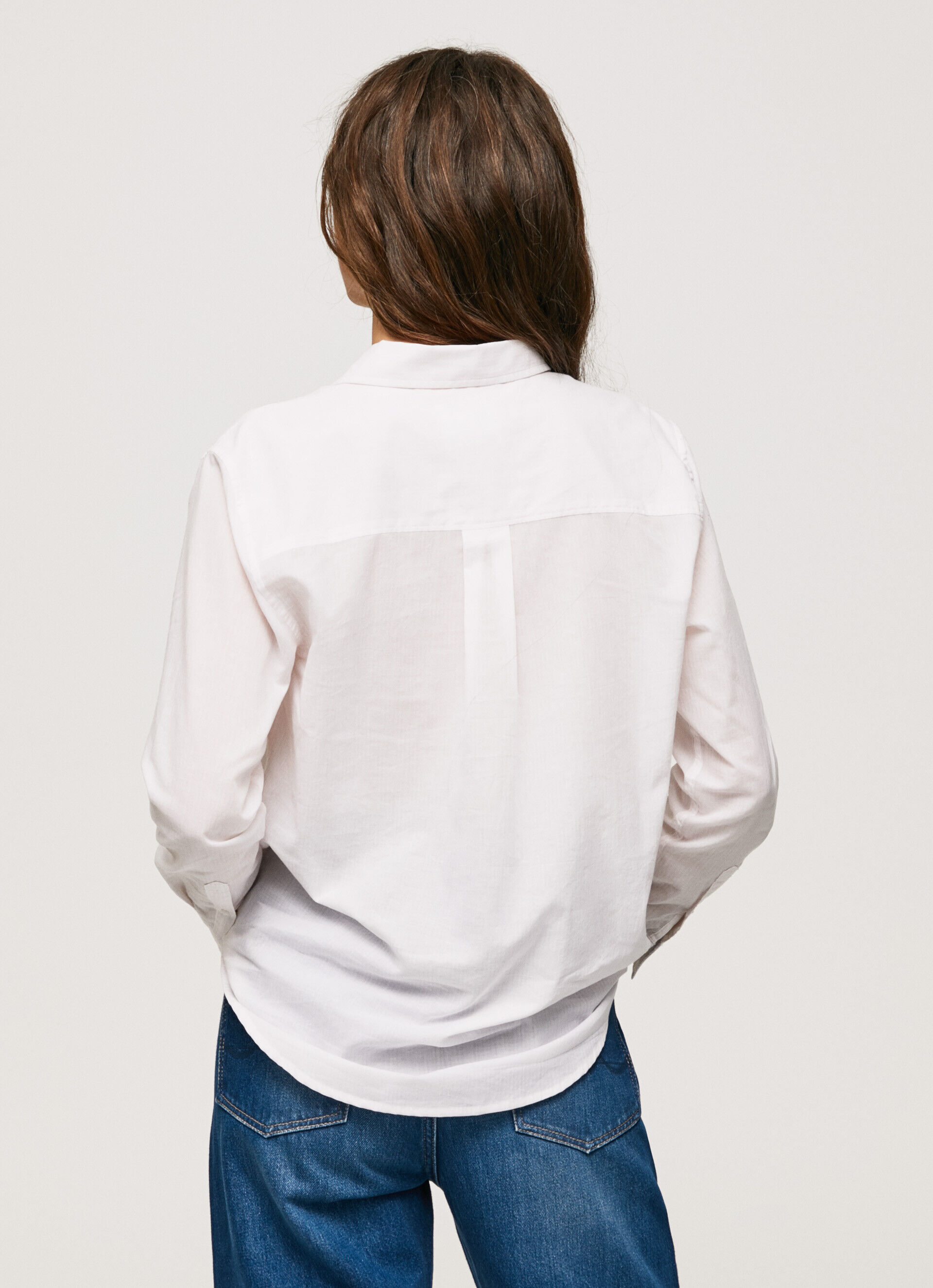 Camisa de algodão voile listrada - rosa claro