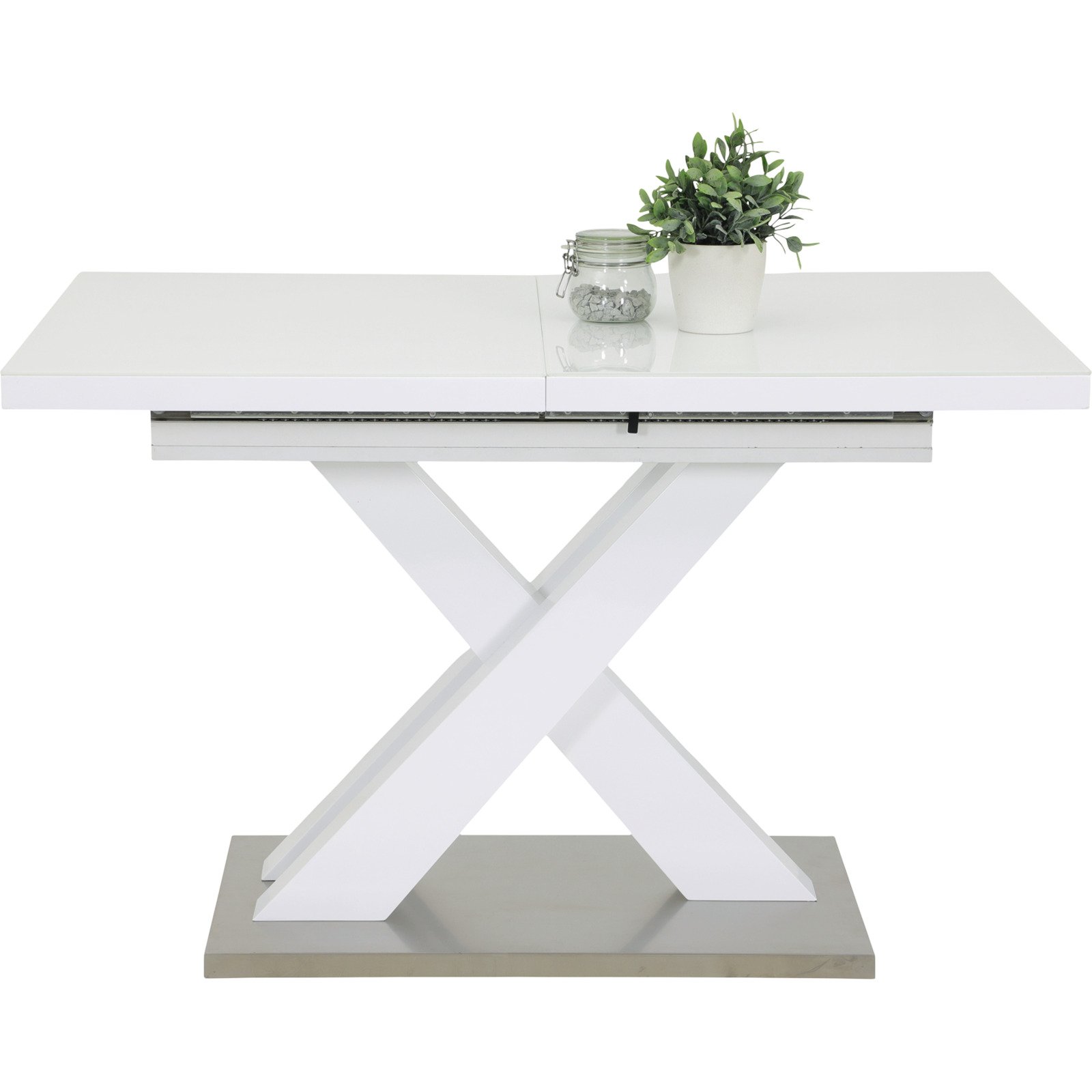 Tisch Elvira Hochglanz weiss 120/160 x 75 x 80 cm