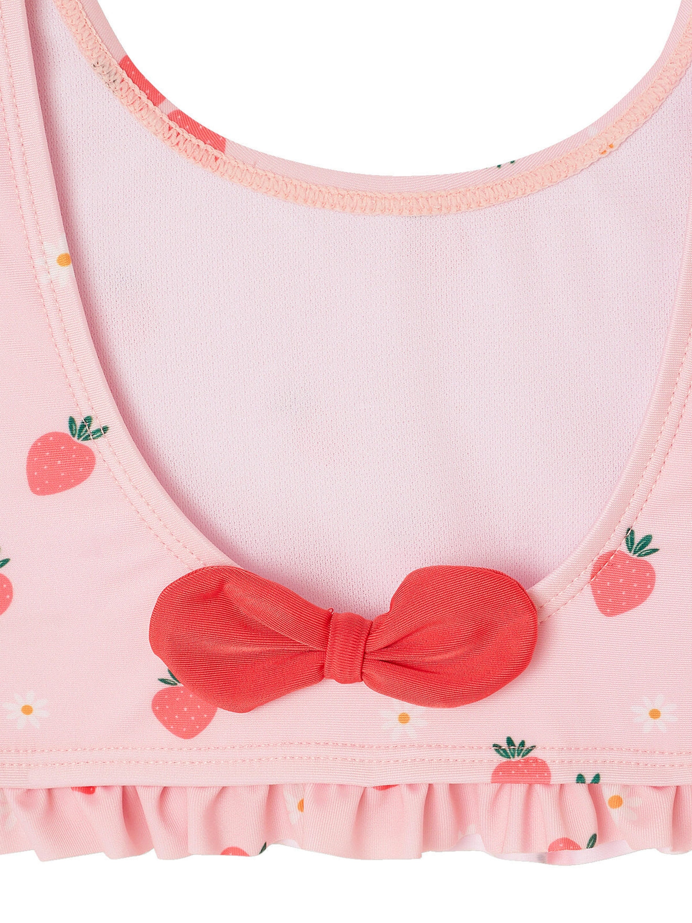 Vertbaudet Mädchen Bikini mit Erdbeeren und Volants rosa