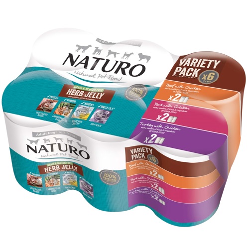 NATURO DOG CAN MULTIPACK COM GELATINA 6x390GR caixa com 4 unidades