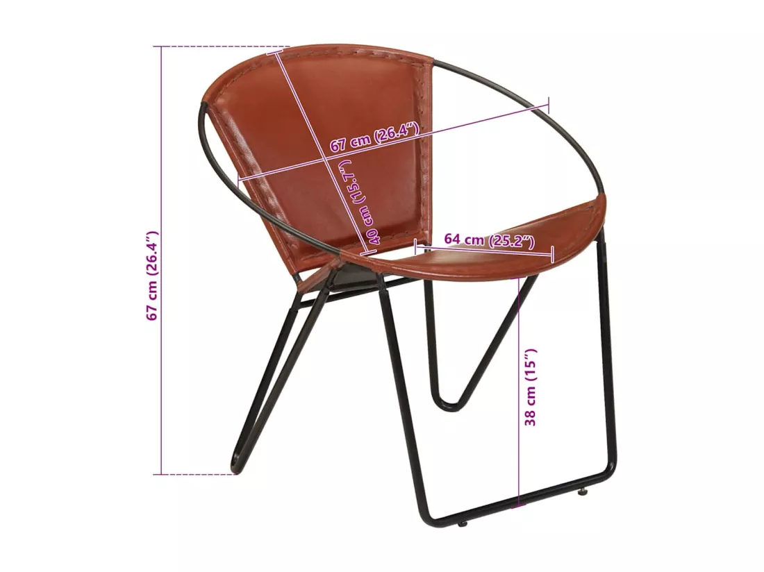 Chaise marron cuir véritable