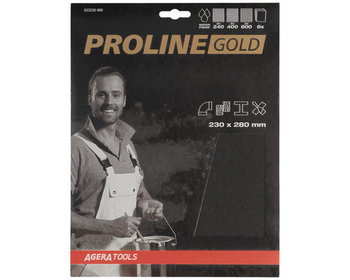 PROLINE GOLD Professioneel Schuurpapier voor Nat Schuren P240/400/600 230x280 mm 6 Stuks