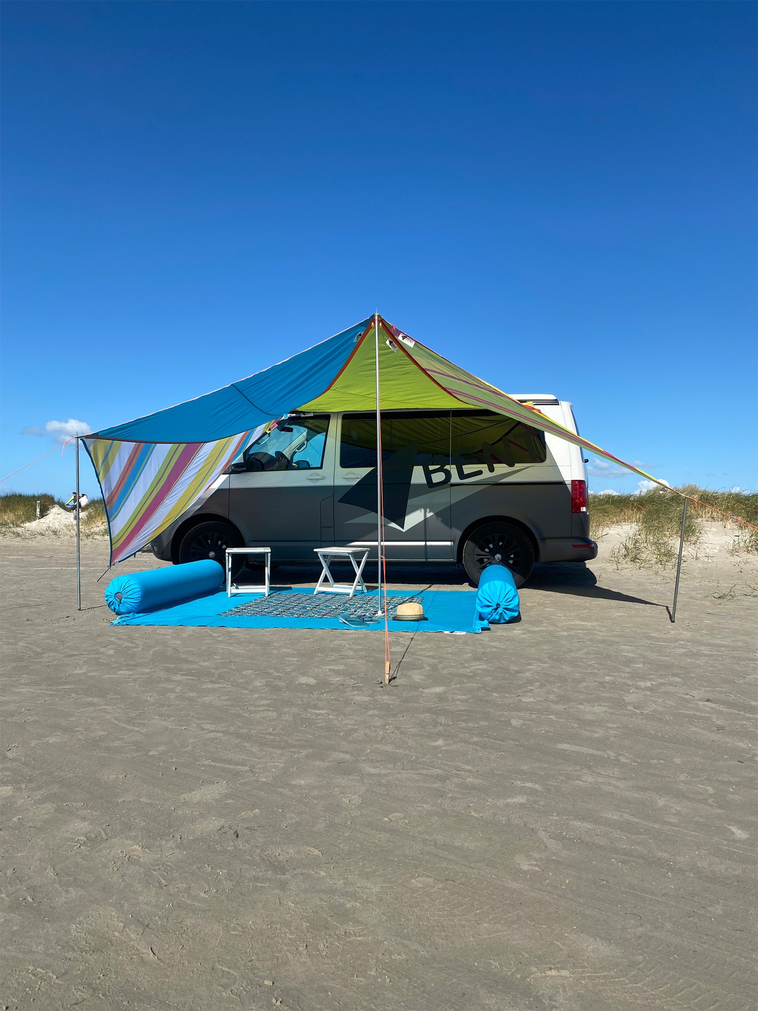 Bent TC- Zip-Canvas Single Verbindbares Sonnensegel  250 x 250 x 250 cm Weiß gestreift Karibik
