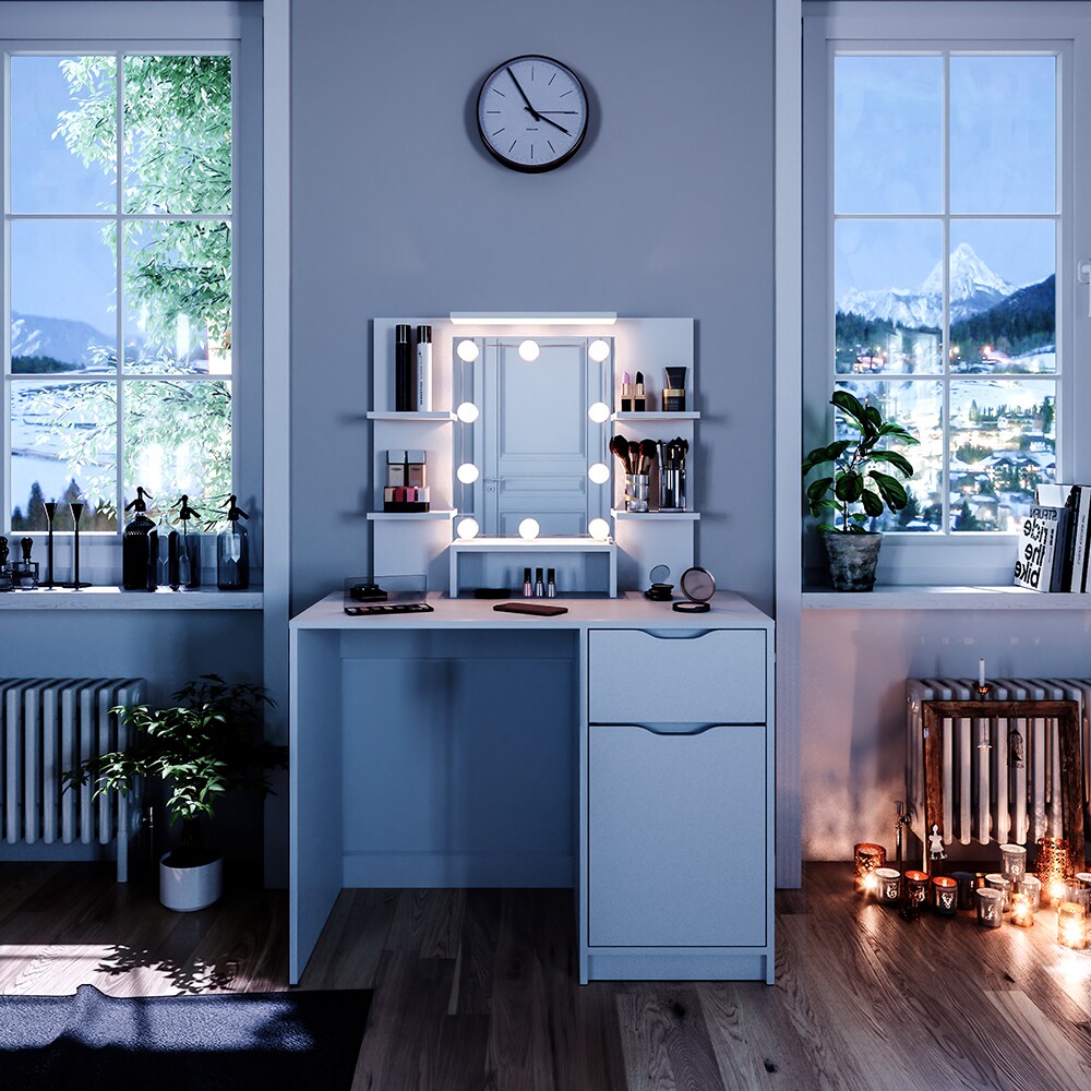 Vicco Schminktisch Ruben weiß mit LED-Beleuchtung Frisiertisch Frisierkommode