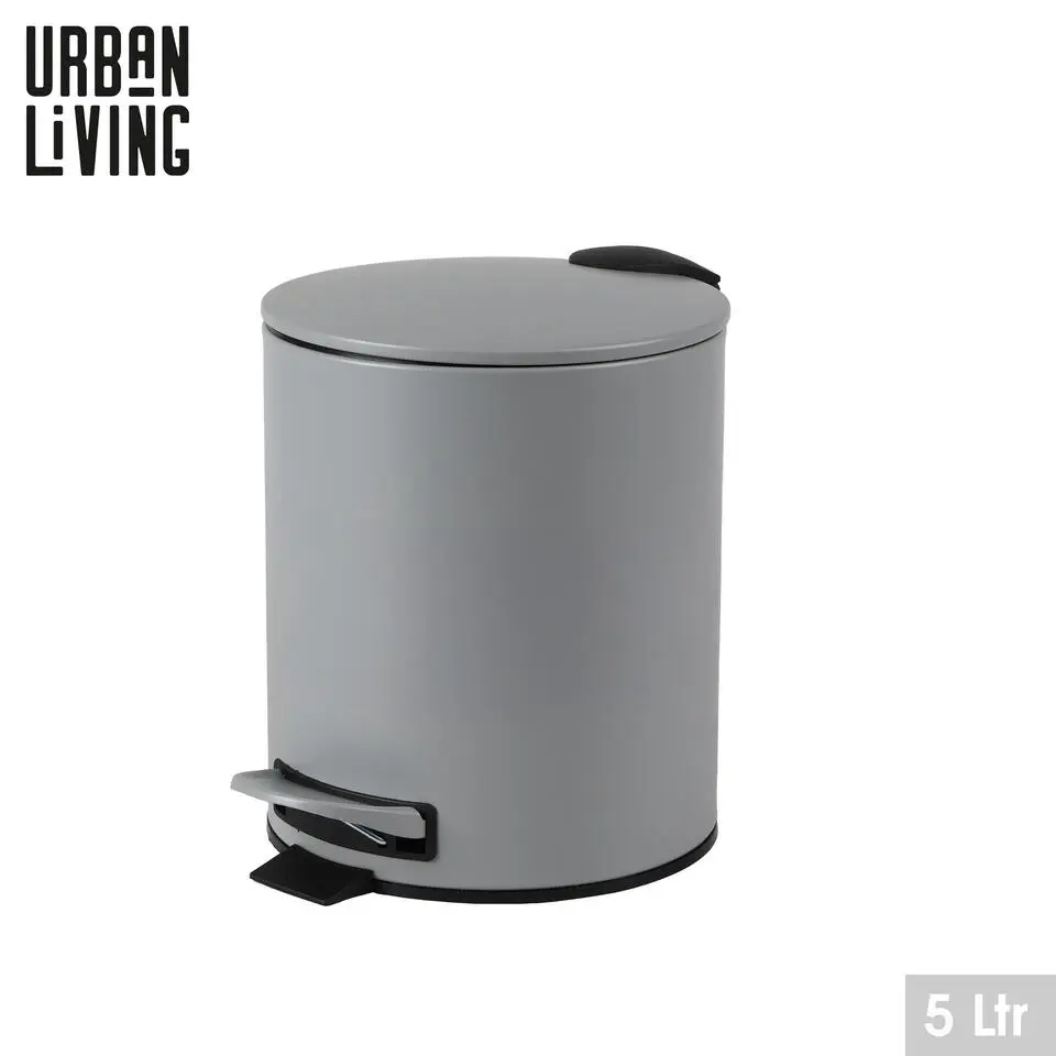 Urban Living Pedaalemmer Toulon - betongrijs - 5L - metaal