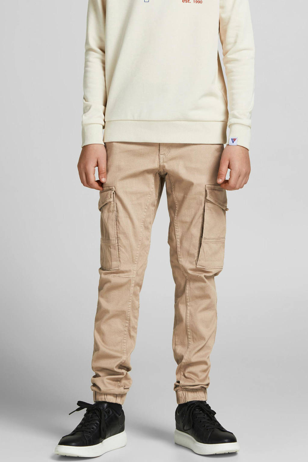 JACK & JONES tapered fit cargobroek JPSTPAUL beige-