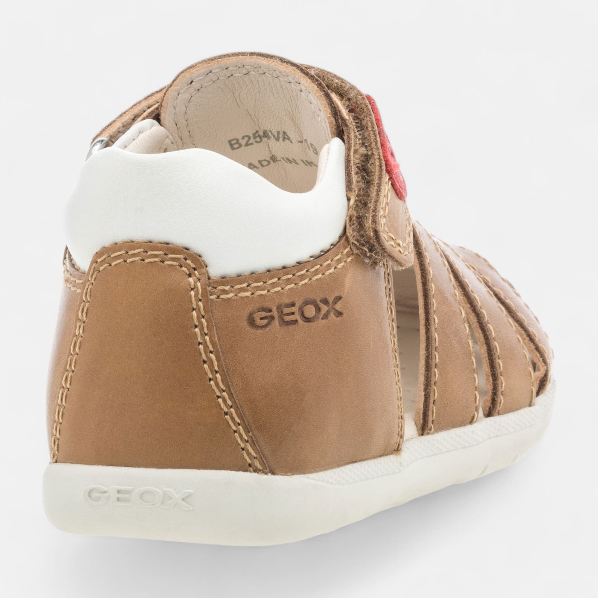 Nu-pieds Bébé garçon en cuir cognac