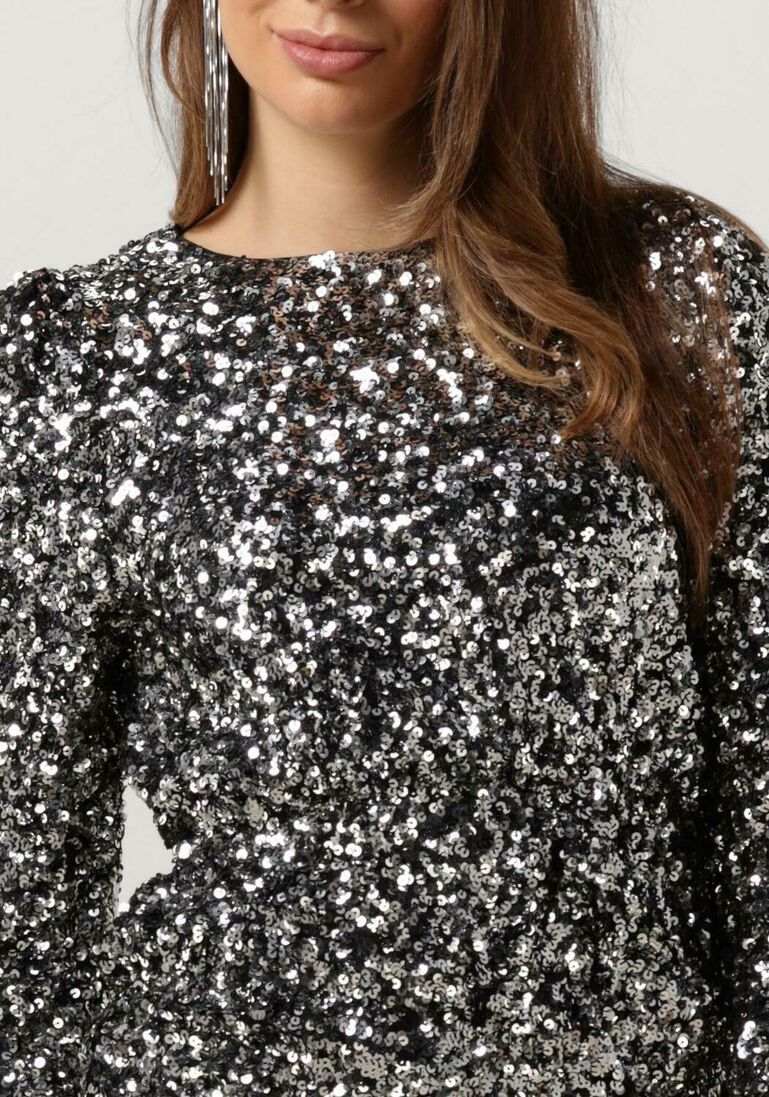 SELECTED FEMME zilveren selected femme mini jurk slfcolyn ls short sequins dress
