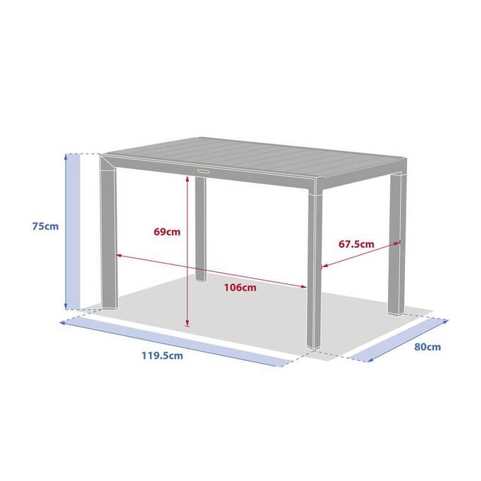 Table de jardin rectangulaire EVASION Lin / Vert laurier