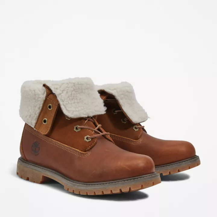 Bottine à revers Timberland Authentics imperméable pour femme en marron foncé