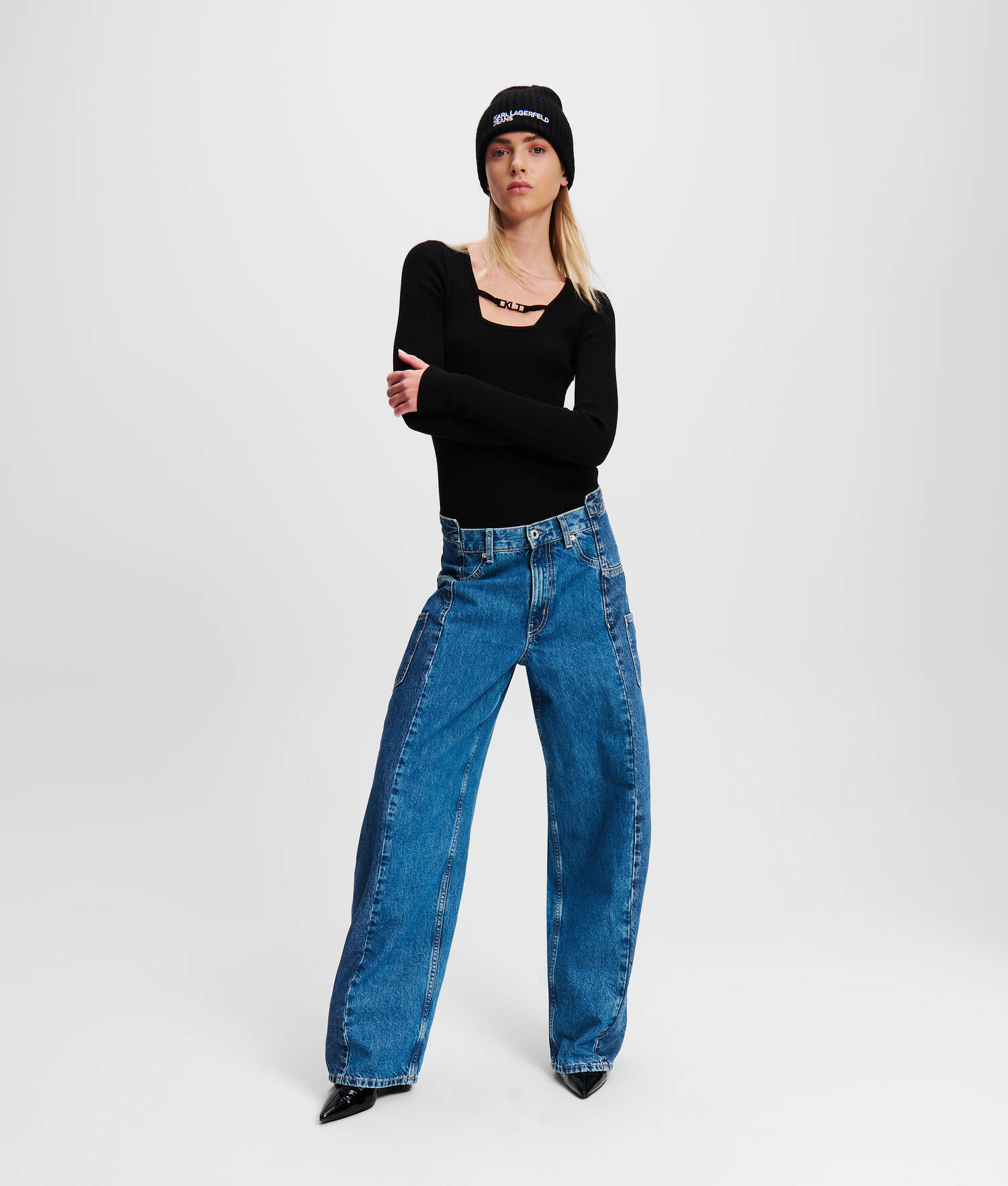 JEAN BAGGY DESTRUCTURÉ TAILLE MI-HAUTE KLJ