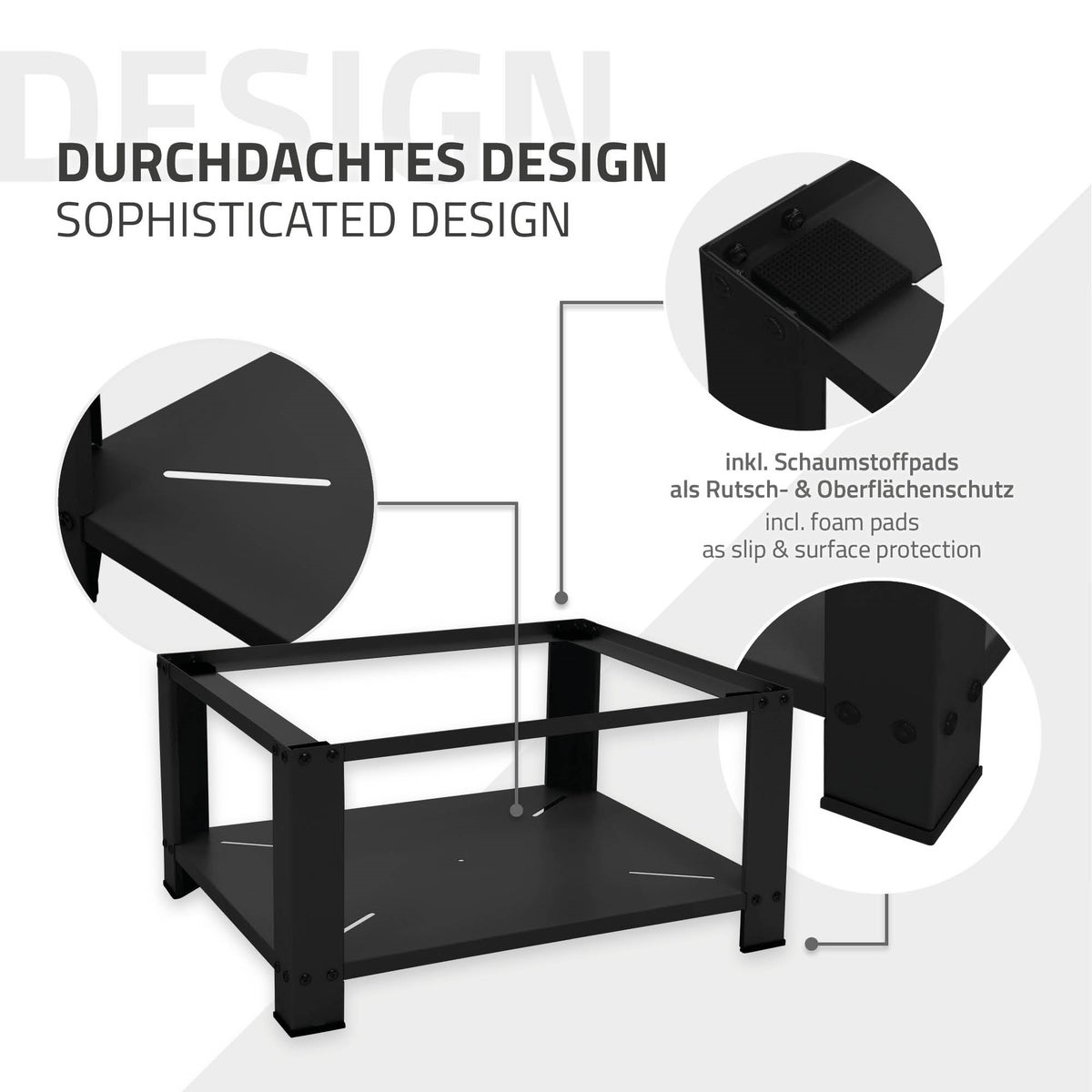 ML-Design Wasmachine Onderstel met Plank 63x54 cm Staal Zwart tot 150 kg, Wasmachinekast, Stabiele Wasmachine Onderstel, 32 cm Hoge Platformverlenging voor Droger/Koelkast Onderstel