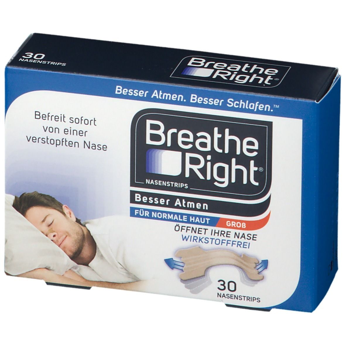 Besser Atmen Breathe Right Nasenstrips beige, groß