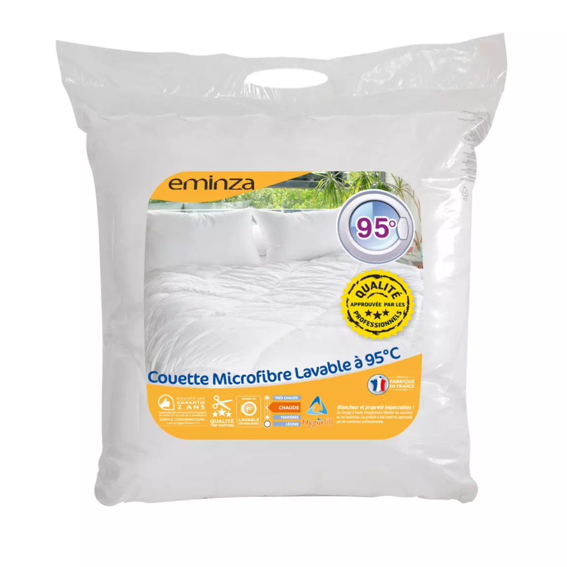 Couette Chaude (140 x 200 cm) Microfibre Lavable à 95°C Blanche