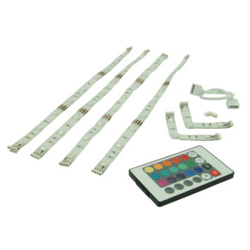 Prolight LED-strips gekleurd 30 cm met afstandsbediening (IP44) 4 stuks