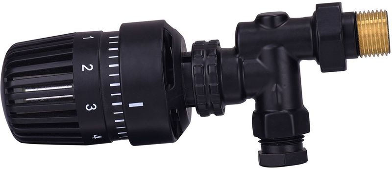 Riko - Thermostatisch Radiatorventiel - Mat-Zwart - 1/2''x15mm